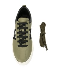 Sneakers basse in pelle verde oliva di Bally