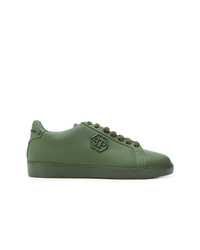 Sneakers basse in pelle verde oliva di Philipp Plein