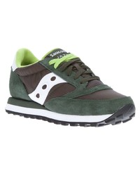 Sneakers basse in pelle verde oliva di Saucony