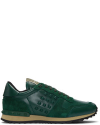 Sneakers basse in pelle verde scuro