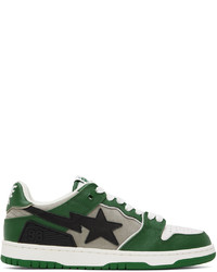 Sneakers basse in pelle verde scuro di BAPE