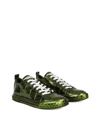 Sneakers basse in pelle verde scuro di Giuseppe Zanotti