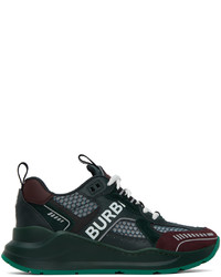 Sneakers basse in pelle verde scuro di Burberry