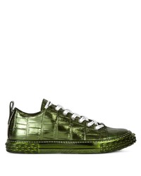 Sneakers basse in pelle verde scuro di Giuseppe Zanotti
