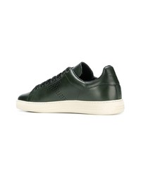 Sneakers basse in pelle verde scuro di Tom Ford