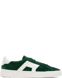 Sneakers basse in pelle verde scuro di Santoni