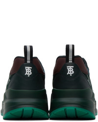 Sneakers basse in pelle verde scuro di Burberry
