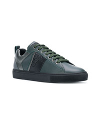 Sneakers basse in pelle verde scuro di Versace Collection