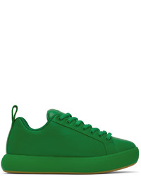 Sneakers basse in pelle verdi di Bottega Veneta