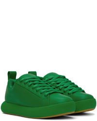Sneakers basse in pelle verdi di Bottega Veneta