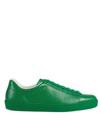 Sneakers basse in pelle verdi di Gucci