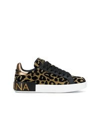 Sneakers basse leopardate dorate di Dolce & Gabbana