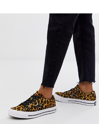 Sneakers basse leopardate marrone chiaro di Converse