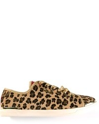 Sneakers basse leopardate marroni di DKNY