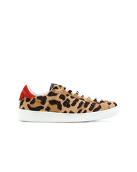 Sneakers basse leopardate marroni di Dsquared2