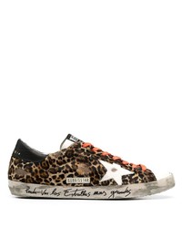 Sneakers basse leopardate marroni di Golden Goose