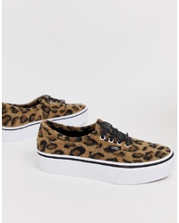 Sneakers basse leopardate marroni di Vans