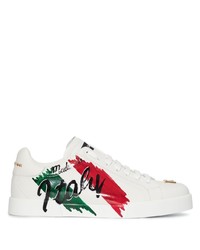 Sneakers basse stampate bianche di Dolce & Gabbana