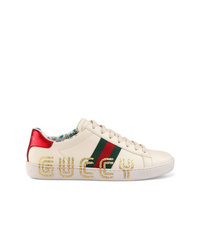 Sneakers basse stampate bianche di Gucci