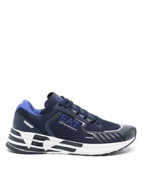 Sneakers basse stampate blu scuro di Ea7 Emporio Armani