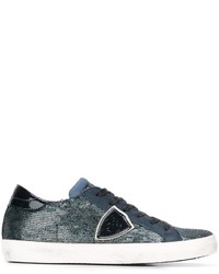 Sneakers con paillettes blu di Philippe Model