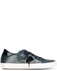 Sneakers con paillettes decorate blu scuro di Philippe Model