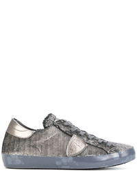 Sneakers con paillettes decorate grigie di Philippe Model