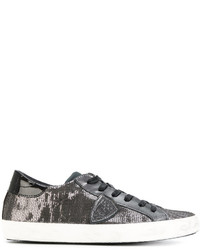 Sneakers con paillettes decorate grigio scuro di Philippe Model