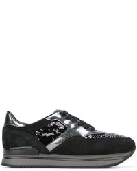 Sneakers con paillettes nere di Hogan