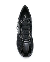 Sneakers con zeppa di tela nere di Geox
