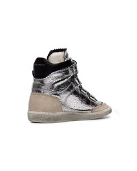Sneakers con zeppa in pelle argento di Isabel Marant