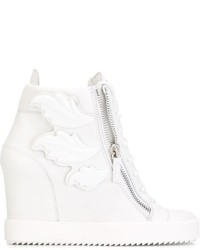 Sneakers con zeppa in pelle bianche