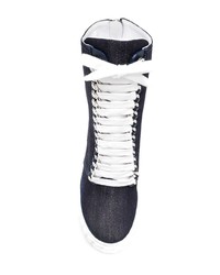 Sneakers con zeppa in pelle blu scuro di Casadei