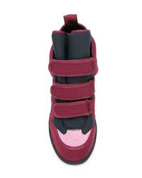 Sneakers con zeppa in pelle melanzana scuro di Isabel Marant