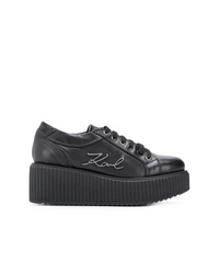 Sneakers con zeppa in pelle nere di Karl Lagerfeld