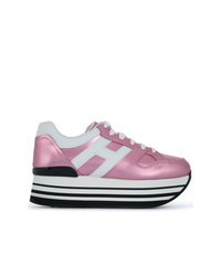 Sneakers con zeppa in pelle rosa di Hogan
