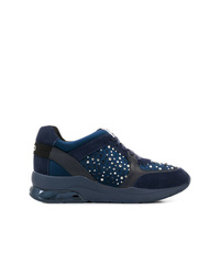 Sneakers con zeppa in pelle scamosciata blu scuro di Liu Jo