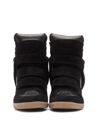 Sneakers con zeppa in pelle scamosciata nere di Isabel Marant