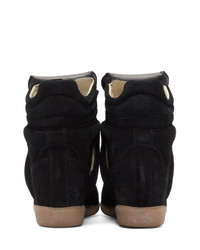 Sneakers con zeppa in pelle scamosciata nere di Isabel Marant