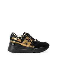 Sneakers con zeppa in pelle scamosciata nere di Rucoline