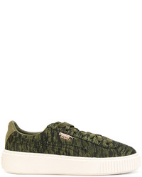 Sneakers di tela verde oliva di Puma