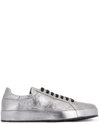 Sneakers in pelle argento di Jil Sander