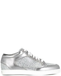 Sneakers in pelle argento di Jimmy Choo