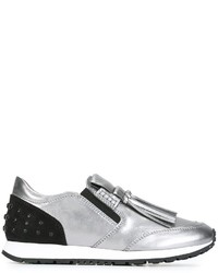 Sneakers in pelle argento di Tod's