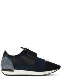 Sneakers in pelle blu scuro di Balenciaga