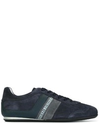 Sneakers in pelle blu scuro di Bikkembergs