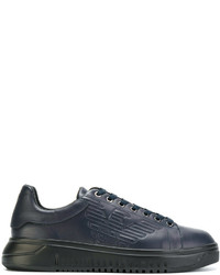 Sneakers in pelle blu scuro di Emporio Armani