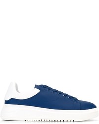 Sneakers in pelle blu scuro di Emporio Armani