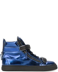 Sneakers in pelle blu scuro di Giuseppe Zanotti Design