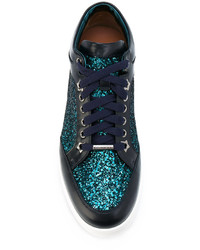 Sneakers in pelle blu scuro di Jimmy Choo